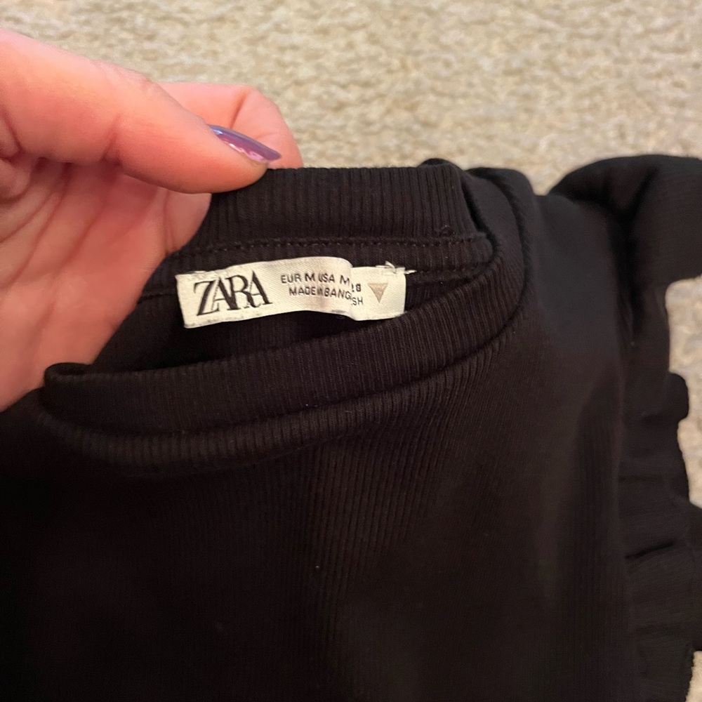 Black Ruffle Sleeve Top - Picture 3 of 3